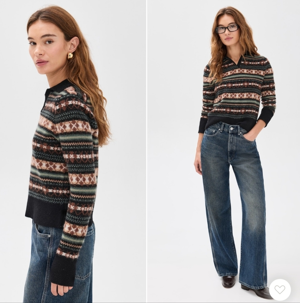 vince fair isle polo sweater NWOT - Picture 3 of 7